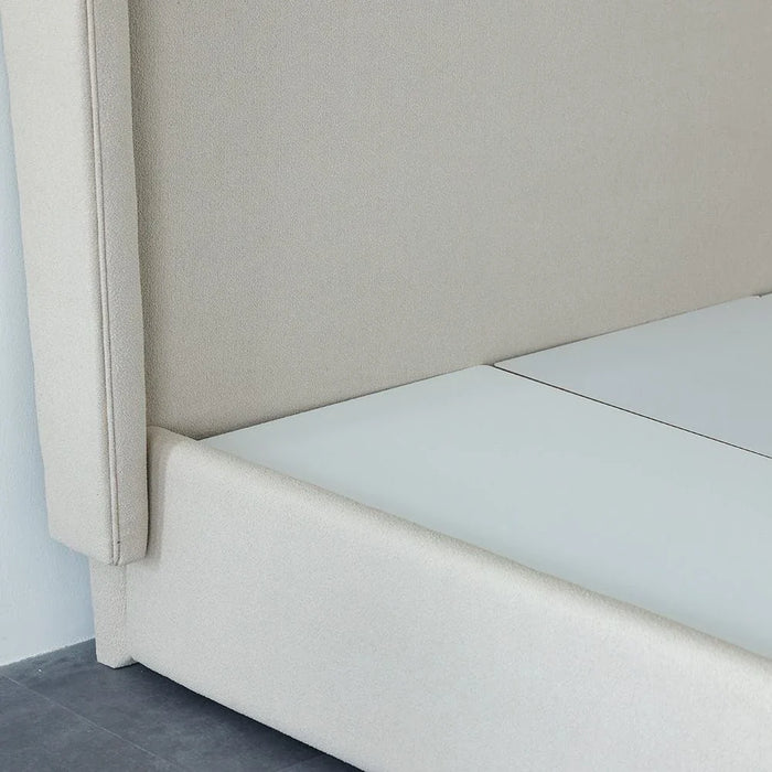 Barney 180x200 Upholstered King Bed-Beige/Brown-With 2-Year Warranty
