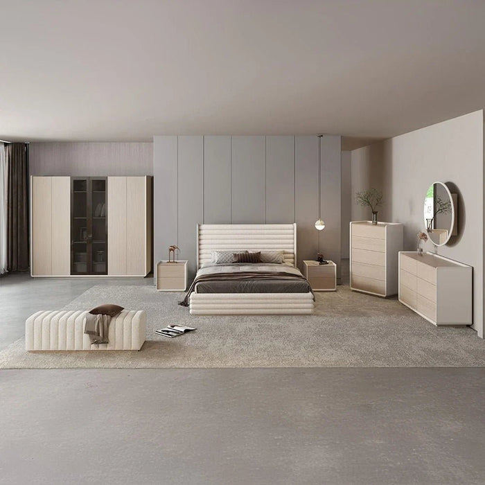 Brita 180X200 Upholstered King Bed-Off White/Beige