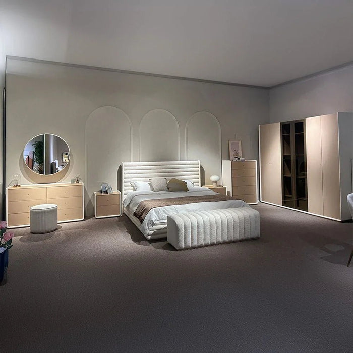 Brita 180X200 Upholstered King Bed-Off White/Beige