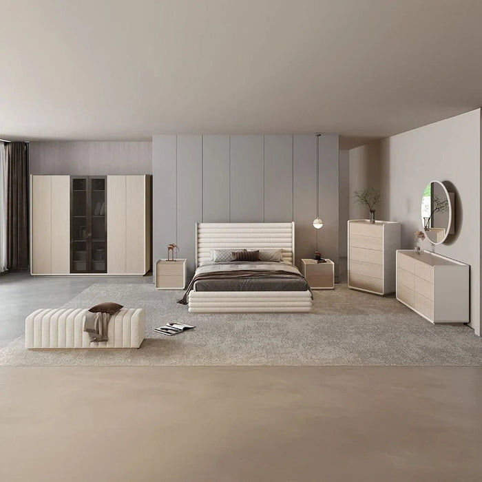 Brita 150x200 Upholstered Queen Bed-Off White/Beige-With 2-Year Warranty