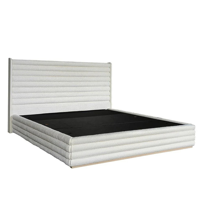 Brita 150x200 Upholstered Queen Bed-Off White/Beige-With 2-Year Warranty