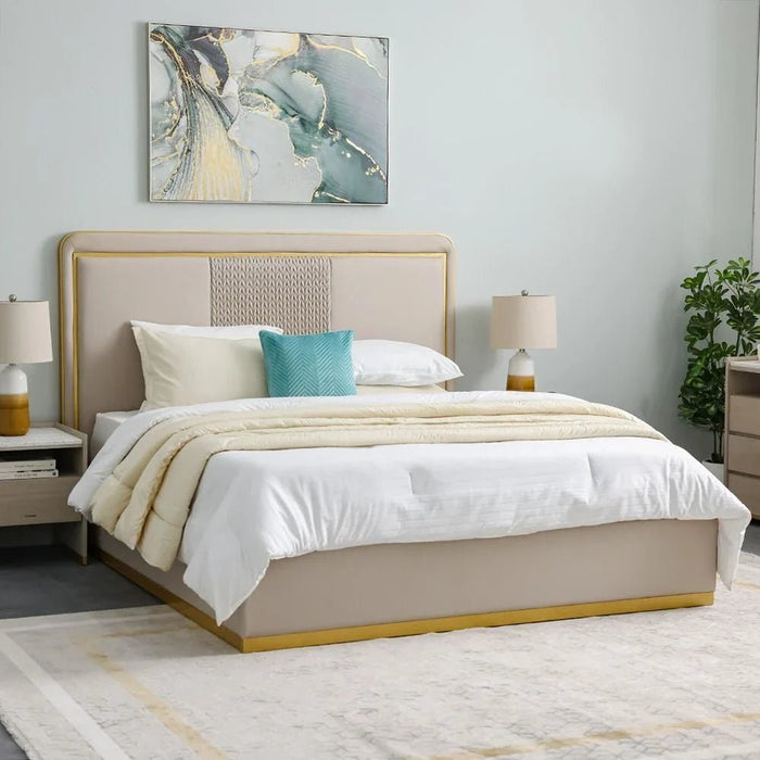 Margaret 180x200 King Bed-Beige/Gold-With 2-Year Warranty