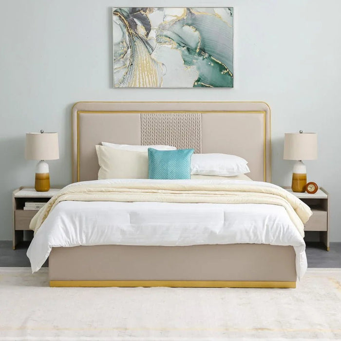 Margaret 180x200 King Bed-Beige/Gold-With 2-Year Warranty