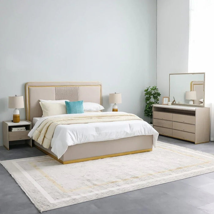 Margaret 180x200 King Bed-Beige/Gold-With 2-Year Warranty