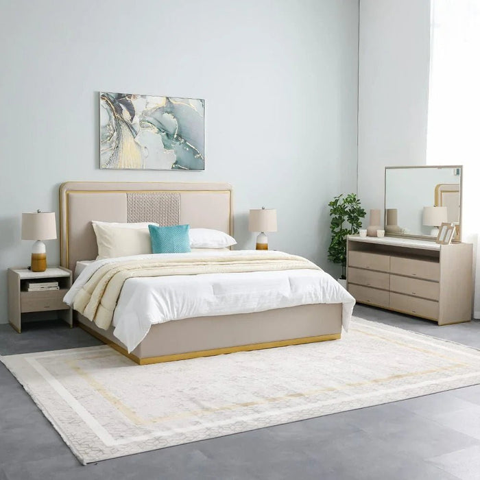 Margaret 180x200 King Bed-Beige/Gold-With 2-Year Warranty