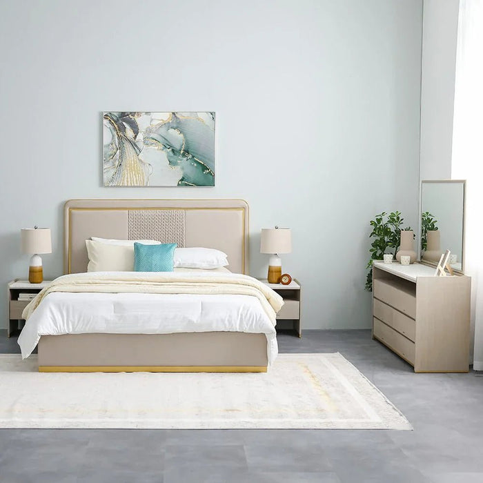 Margaret 180x200 King Bed-Beige/Gold-With 2-Year Warranty