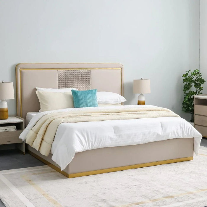 Margaret 180x200 King Bed-Beige/Gold-With 2-Year Warranty