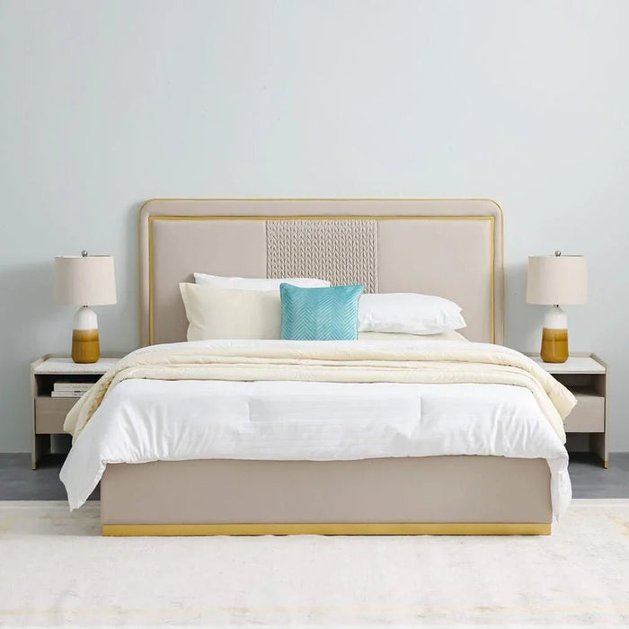 Margaret 180x200 King Bed-Beige/Gold-With 2-Year Warranty