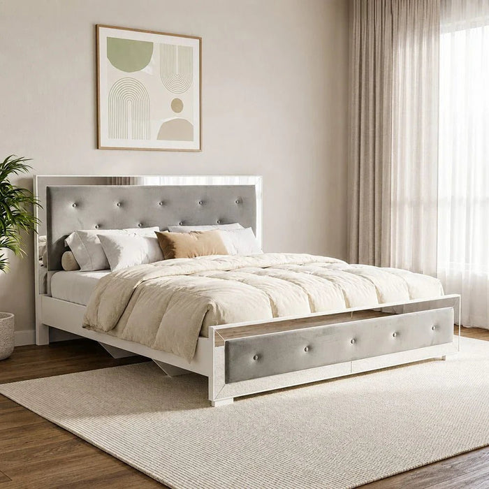 Ezekiel 200x200 Super King Bed - White/Silver - With 2-Year Warranty