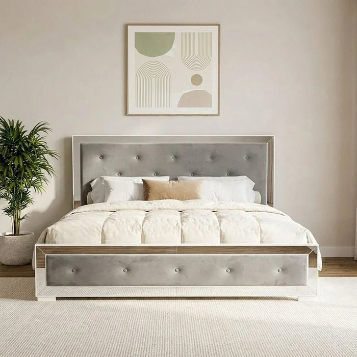 Ezekiel 200x200 Super King Bed - White/Silver - With 2-Year Warranty