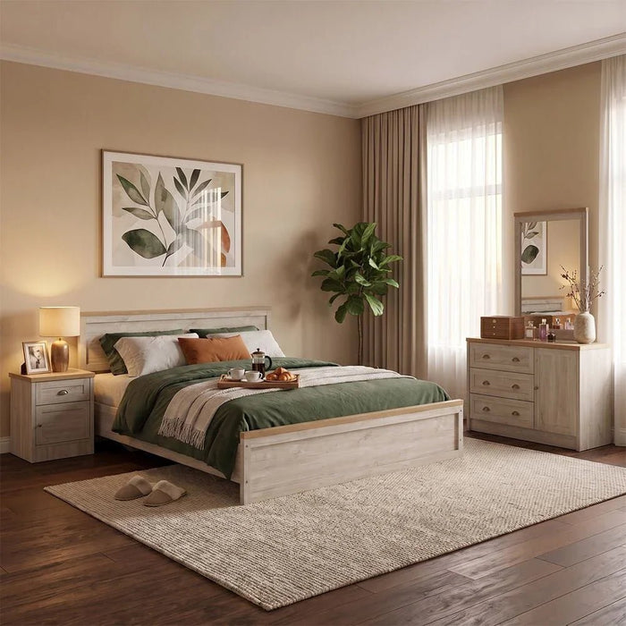 Cambridge 180x200 King Bed-Oak & White Oak-With 2-Year Warranty