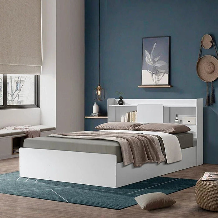 Supreme 160x200 Queen Bed with Storage-White-With 2-Year Warranty