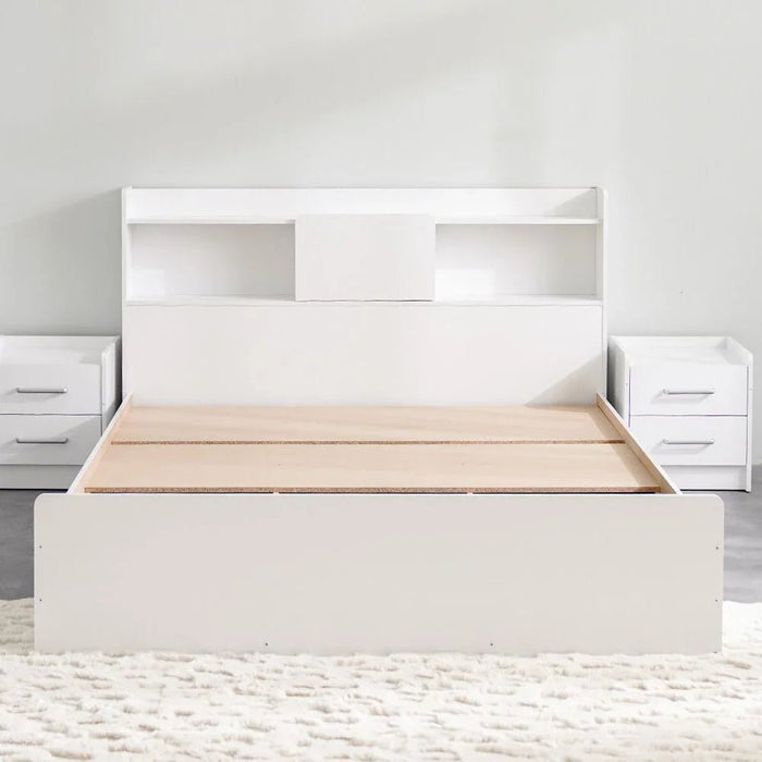 Supreme 160x200 Queen Bed with Storage-White-With 2-Year Warranty