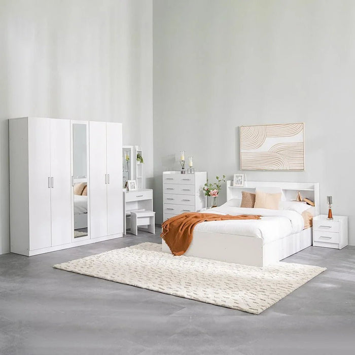 Supreme 160x200 Queen Bed with Storage-White-With 2-Year Warranty