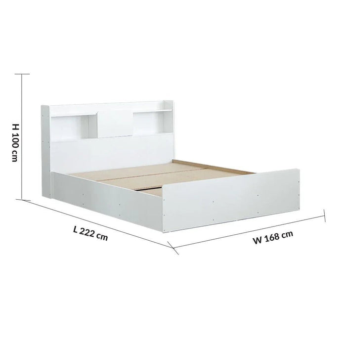 Supreme 160x200 Queen Bed with Storage-White-With 2-Year Warranty