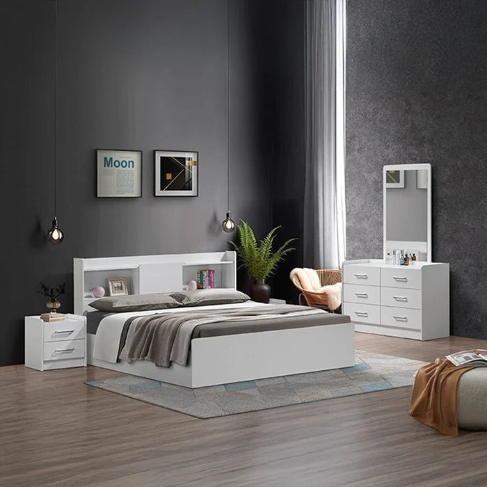 Supreme 160x200 Queen Bed with Storage-White-With 2-Year Warranty