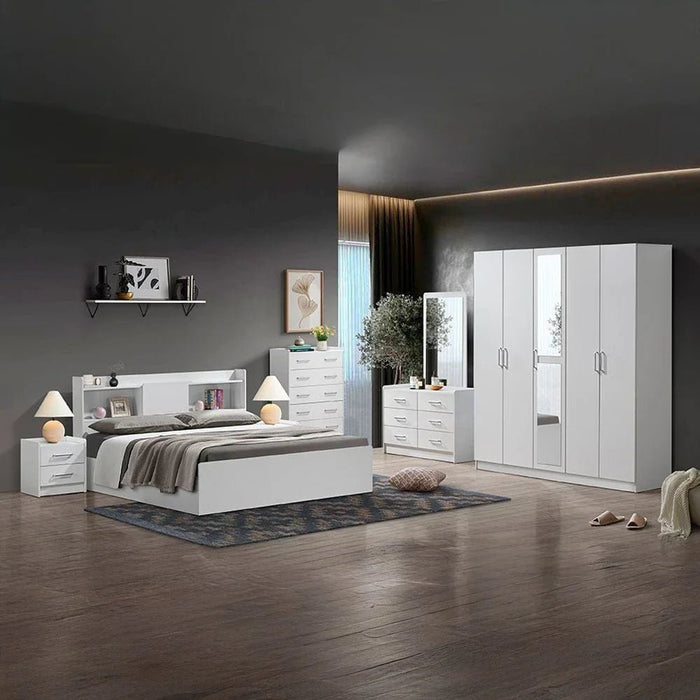 Supreme 160x200 Queen Bed with Storage-White-With 2-Year Warranty