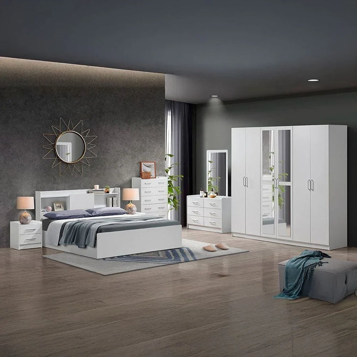 Supreme 160x200 Queen Bed with Storage-White-With 2-Year Warranty