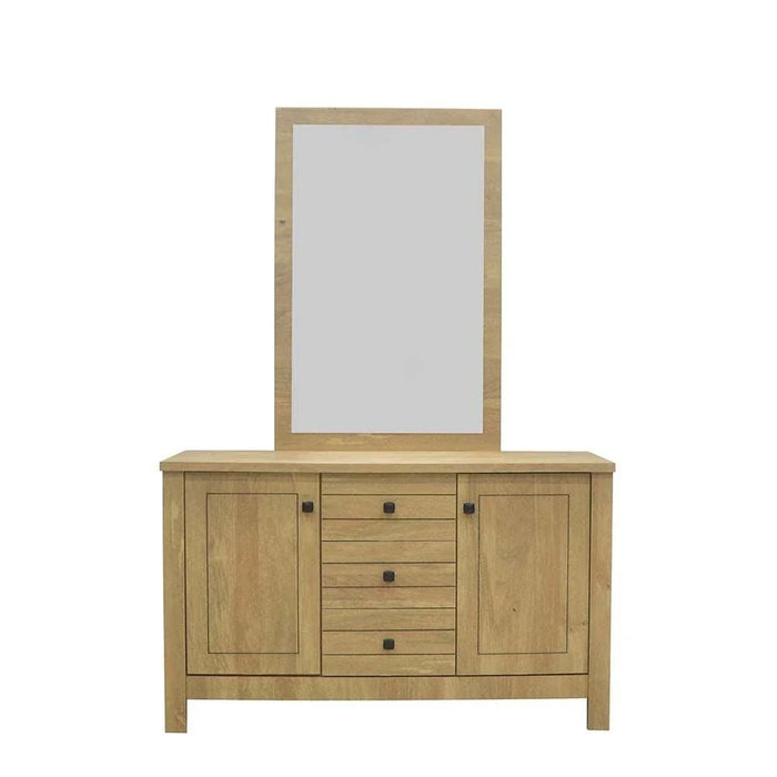 Athens 180x200 King Bed Set with 2 Nightstands & Dresser/Mirror-Light Oak-With 2-Year Warranty