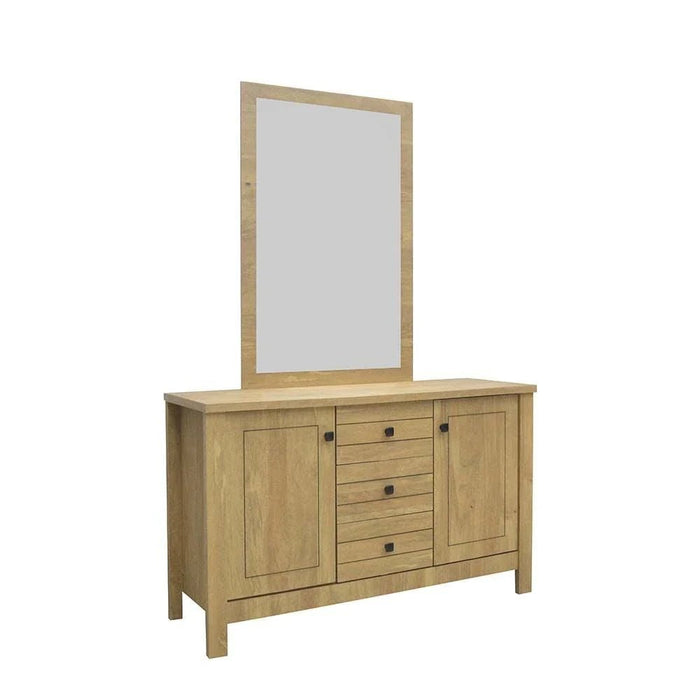 Athens 180x200 King Bed Set with 2 Nightstands & Dresser/Mirror-Light Oak-With 2-Year Warranty