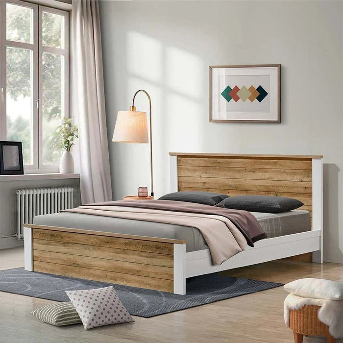 Swann 180x200 King Bed-Summer Oak/Pearl White-With 2-Year Warranty