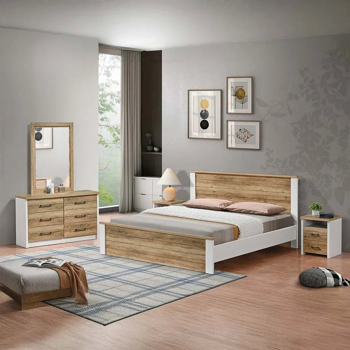 Swann 180x200 King Bed-Summer Oak/Pearl White-With 2-Year Warranty