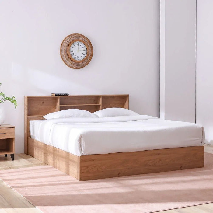 Gamorah New 180x200 King Bed Set+1 Nightstand + Dresser/Mirror & Stool - Oak - With 2-Year Warranty