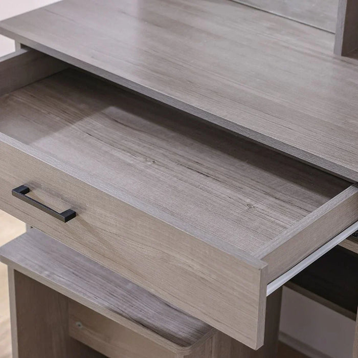 Gamorah 180x200 King Bed Set+1 Nightstand + Dresser/Mirror & Stool - Warm Grey - With 2-Year Warranty