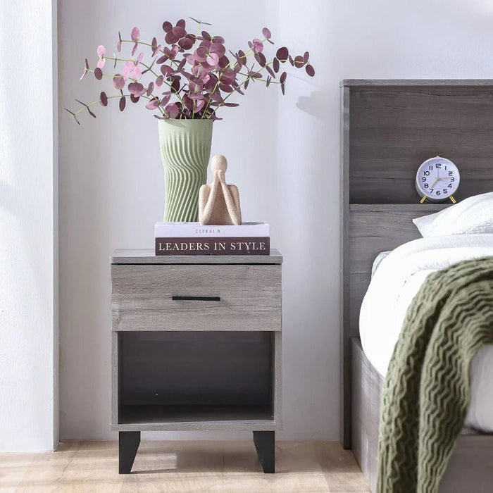 Gamorah 180x200 King Bed Set+1 Nightstand + Dresser/Mirror & Stool - Warm Grey - With 2-Year Warranty