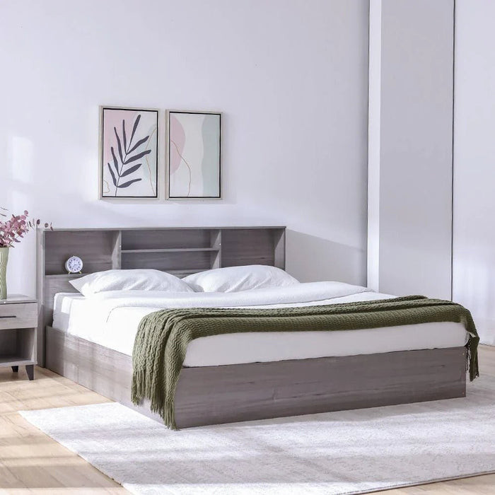 Gamorah 180x200 King Bed Set+1 Nightstand + Dresser/Mirror & Stool - Warm Grey - With 2-Year Warranty