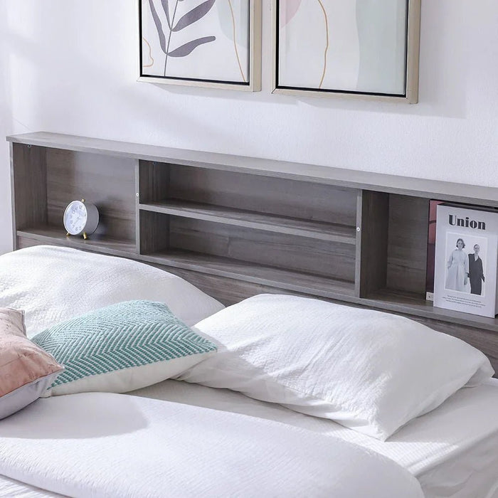 Gamorah 180x200 King Bed Set+1 Nightstand + Dresser/Mirror & Stool - Warm Grey - With 2-Year Warranty