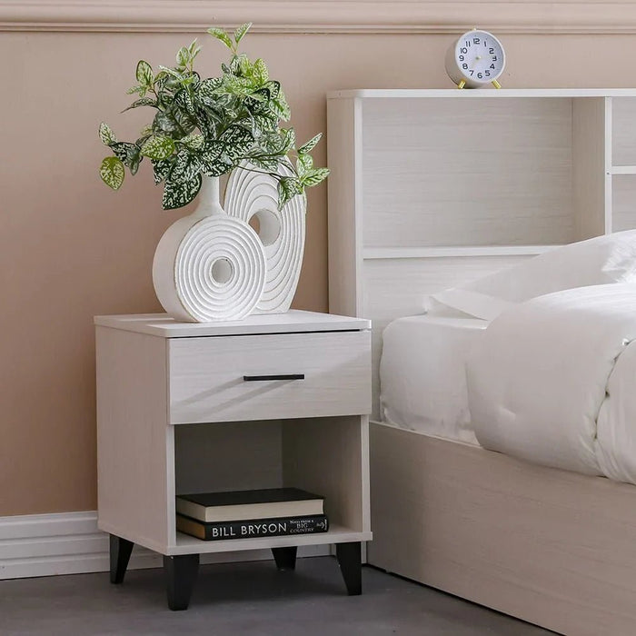 Gamorah 180X200 King Bed Set+1 Nightstand + Dresser/Mirror & Stool - Washed White - With 2-Year Warranty