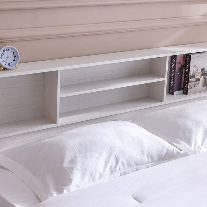 Gamorah 180X200 King Bed Set+1 Nightstand + Dresser/Mirror & Stool - Washed White - With 2-Year Warranty
