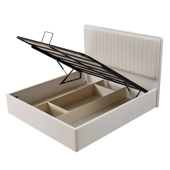 Lintell 180 X 200 King Bed With Hydraulic Underbed Storage - Cream