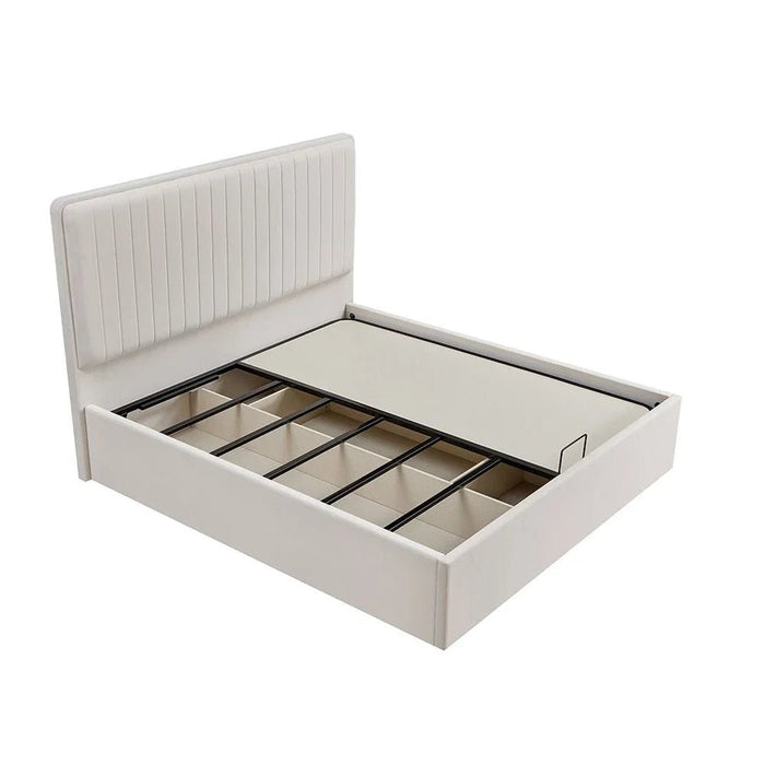 Lintell 180 X 200 King Bed With Hydraulic Underbed Storage - Cream