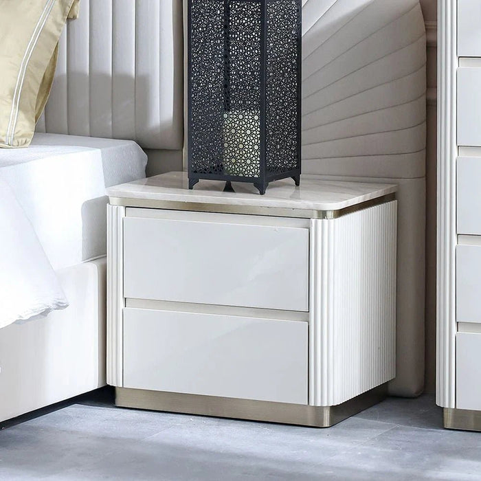 Ashton 180 X 200 King Bed Set With 2 Night Stands-Beige/Brushed Gold