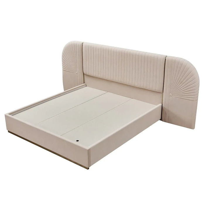 Ashton 180 X 200 King Bed Set With 2 Night Stands-Beige/Brushed Gold