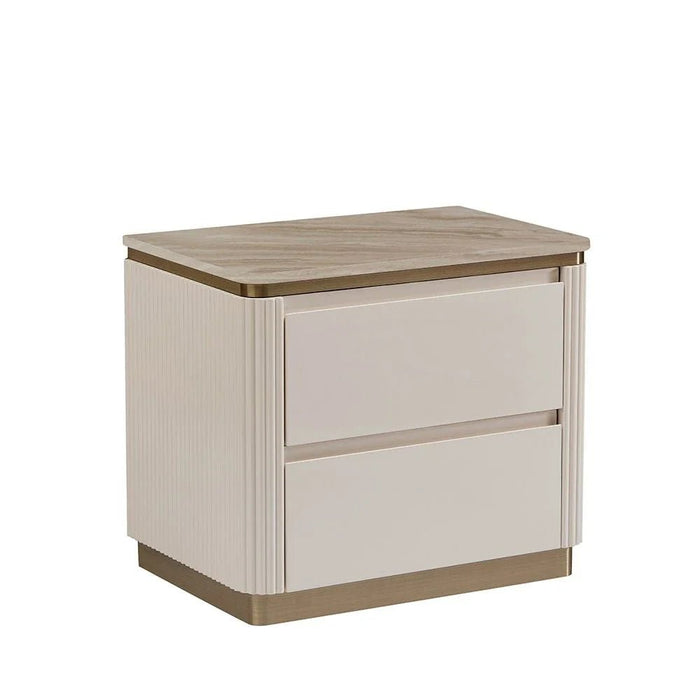 Ashton 180 X 200 King Bed Set With 2 Night Stands-Beige/Brushed Gold