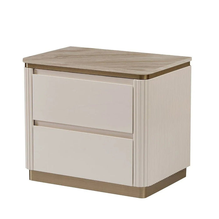Ashton 180 X 200 King Bed Set With 2 Night Stands-Beige/Brushed Gold
