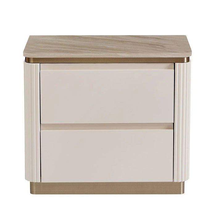 Ashton 180 X 200 King Bed Set With 2 Night Stands-Beige/Brushed Gold