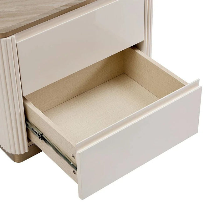 Ashton 180 X 200 King Bed Set With 2 Night Stands-Beige/Brushed Gold