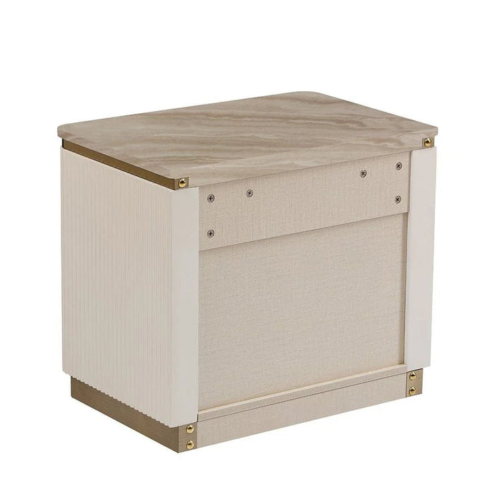 Ashton 180 X 200 King Bed Set With 2 Night Stands-Beige/Brushed Gold
