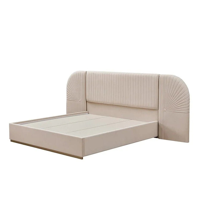 Ashton 180 X 200 King Bed Set With 2 Night Stands-Beige/Brushed Gold