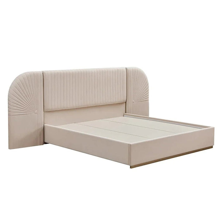 Ashton 180 X 200 King Bed Set With 2 Night Stands-Beige/Brushed Gold