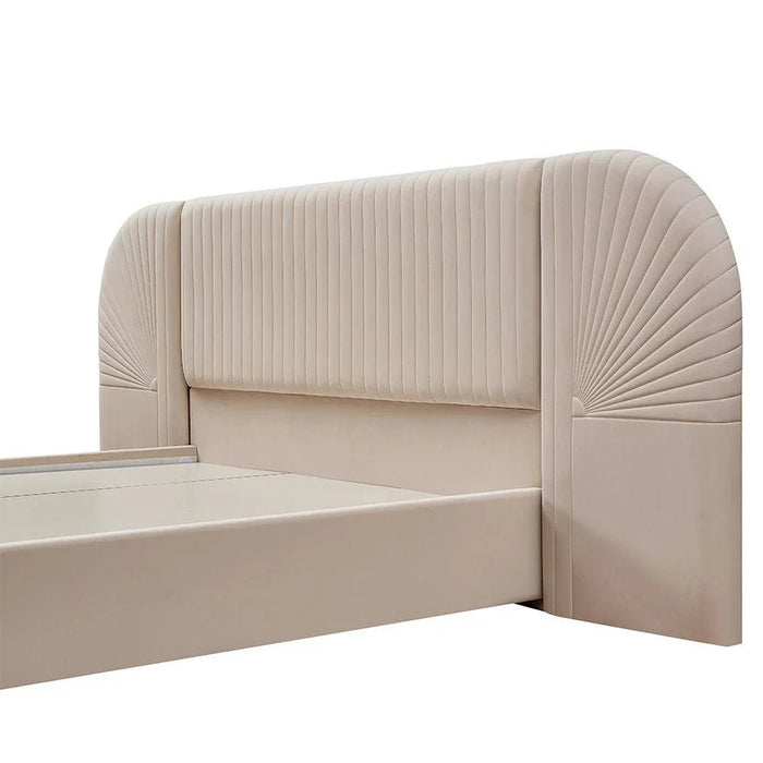 Ashton 180 X 200 King Bed Set With 2 Night Stands-Beige/Brushed Gold