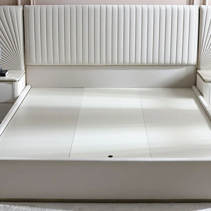 Ashton 180 X 200 King Bed Set With 2 Night Stands-Beige/Brushed Gold