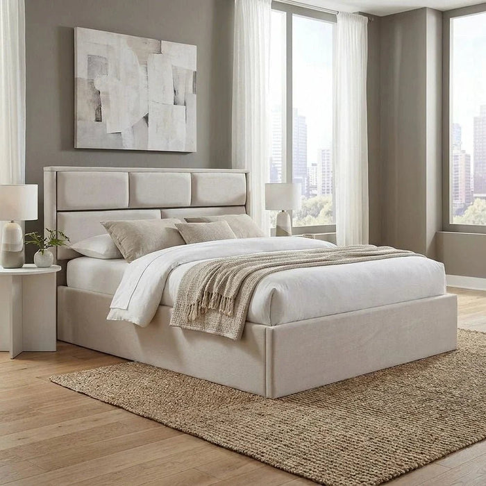 Trevor 180 X 200 King Bed With Hydraulic Underbed Storage-Beige