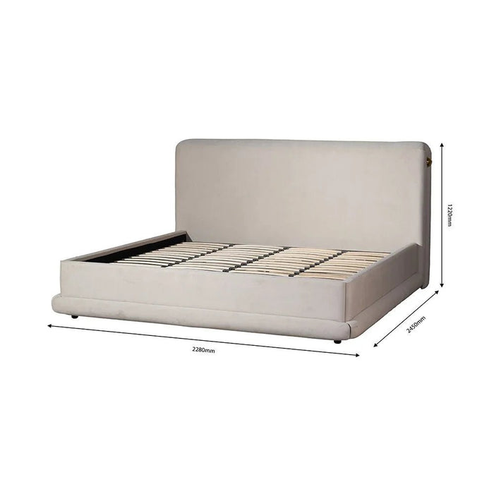 Alhamra 200X200 Super King Bed-Beige/Brass