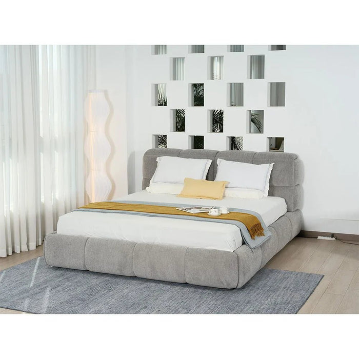 Ian 180X200 King Bed With Headboard storage-æLight Grey