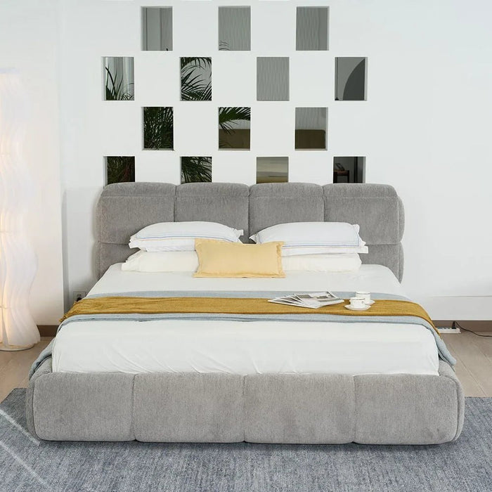 Ian 180X200 King Bed With Headboard storage-æLight Grey